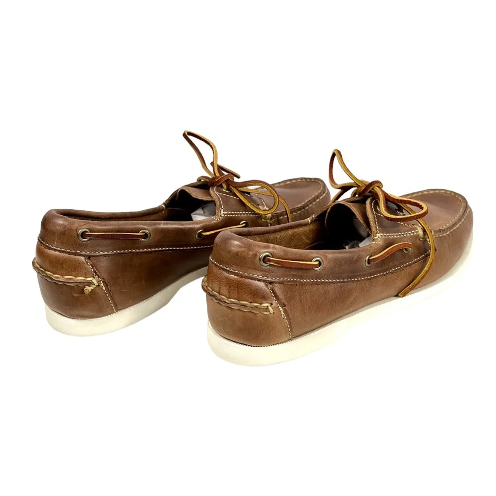 Allen Edmonds Men 9D Maritime Brown‎ Leather Slip On Boat Shoes
